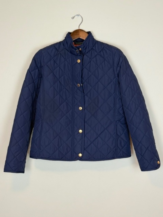 Lauren Ralph Lauren Jackets & Blazers - Lauren Ralph Lauren Diamond Quilted Snap Front Jacket Navy w/ Orange Lining Sz L